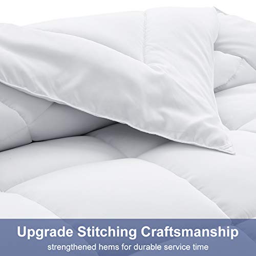  Comforter Queen Size White All Season Reversible Down Alternative Duvet Insert With Corner Tabs - Quality Winter Warm Soft Comforter (White,Queen,88"x88")