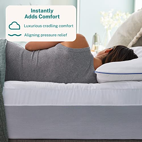  Sleep Innovations Dual Layer 4 Inch Memory Foam Mattress Topper, Queen Size, Ultra Soft Support, 3 Inch Cooling Gel Memory Foam Plus 1 Inch Fluffy Pillow Top Cover