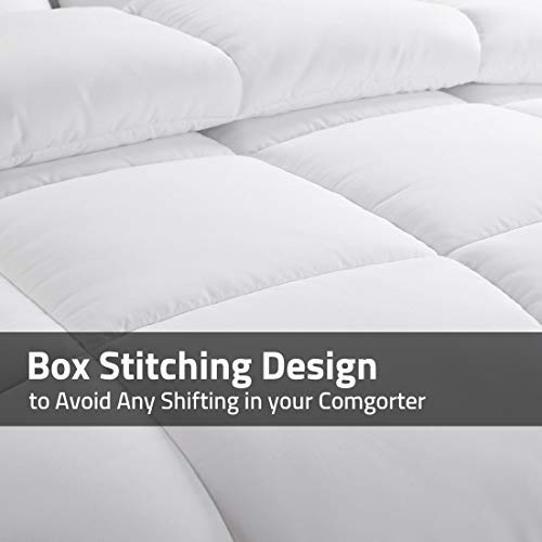  Down Alternative Comforter (King-Calking, 106x90) 60-Ounces Of Fill, Solid Baffle Box Pattern, Soft And Fluffy Hotel Style Duvet Insert With Corner Ties, White