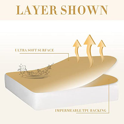  And Sound Queen Mattress Protector, Premium 100% Waterproof Mattress Cover, Noiseless Breathable Soft, Fitted Deep Pocket 8-21 Inch Bed Cover, Vinyl Free