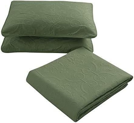  Bedding Haus 3pc Oversize Bedspread Bed Coverlet Set With Shams - Solid Color, Lightweight, Soft Bed Cover - EMA (King/Cal-King, Spa Blue)