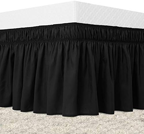  Bed Skirt King Size White Elastic Dust Ruffle Three Side Wrap Around Dust Ruffled White Skirts Easy Fit Wrinkle And Fade Resistant For King/Cal King Size Beds 15 Inch Drop