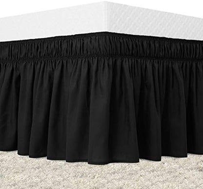  Bed Skirt King Size White Elastic Dust Ruffle Three Side Wrap Around Dust Ruffled White Skirts Easy Fit Wrinkle And Fade Resistant For King/Cal King Size Beds 15 Inch Drop