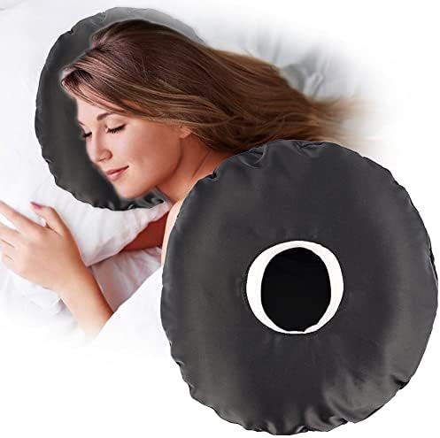  D. Cozy Ear Piercing Pillow For Side Sleepers CHN Pillow With Hole For Ear Pain Inflammation Pressure Sores Side Sleeping O-Shaped Donut Guard With Removable Cover Silk Gray