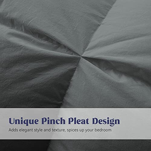  Puredown® Goose Feather Down Comforter Twin Size, All Season Medium Warmth Duvet Insert, Luxury Hotel Collection Bedding Comforters, Ultra Soft 100% Cotton Cover Shell(68x90,Dark Grey)