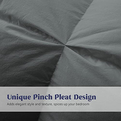  Puredown® Goose Feather Down Comforter Twin Size, All Season Medium Warmth Duvet Insert, Luxury Hotel Collection Bedding Comforters, Ultra Soft 100% Cotton Cover Shell(68x90,Dark Grey)