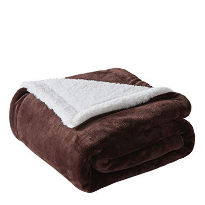  Sherpa Throw Blanket Throw Size, Sherpa Fleece Throw Blanket Lightweight, Reversible Sherpa Blanket Machine Washable, 50" X 60", Brown