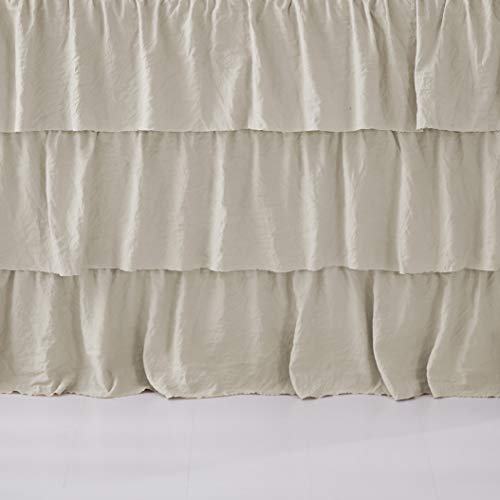  3 Piece Ruffle Skirt Bedspread Set King - Camel 30 Inches Drop Ruffled Style Bed Skirt Coverlets Bedspreads Dust Ruffles - Bedding Collections King Size - 1 Bedspread, 2 Standard Shams (Echo)