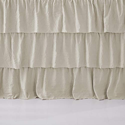  3 Piece Ruffle Skirt Bedspread Set King - Camel 30 Inches Drop Ruffled Style Bed Skirt Coverlets Bedspreads Dust Ruffles - Bedding Collections King Size - 1 Bedspread, 2 Standard Shams (Echo)