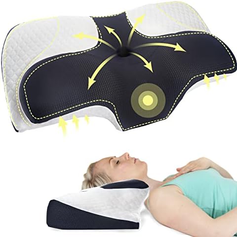  Fullengy Cervical Memory Foam Pillow, Contour Pillows For Neck, Shoulder, Back Pain Relief, Ergonomic Neck Contoured Support Pillow For Side, Back, Stomach Sleepers, Washable Pillowcase