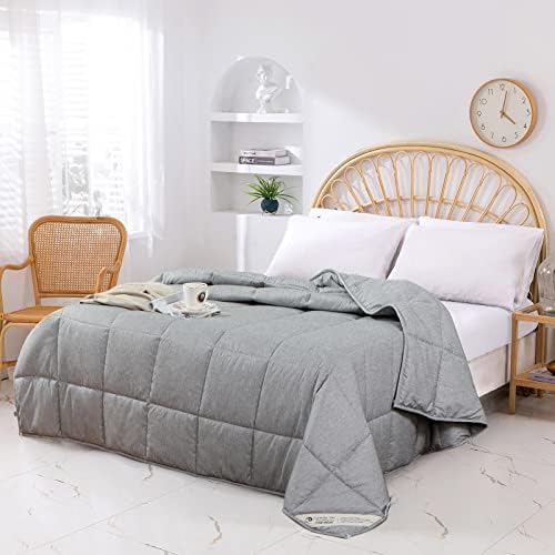  Wool Comforter Queen Size, Excellent Curl Wool Fill Duvet From Australia Temperature Regulation, 100% Natural Wool Quilt Washable All-Season Soft Noiseless Microfiber Shell (Gray, 90"x90")