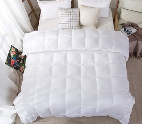  Confibona Lightweight 90% White Down Comforter/Blanket,Cooling Duvet Insert For Summer/Warm Weather,Soft Noiseless Shell,Machine Washable, Twin/Twin XL Size,Light Brown