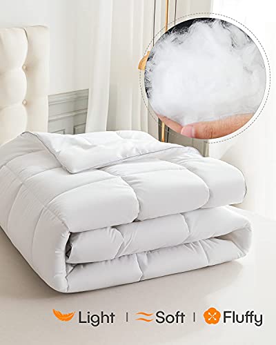  Down Alternative Comforter Queen Size, Ultra Soft Duvet Insert With Corner Tabs, Fluffy Warm All Season Quilted Soft Reversible Hotel Collection, White