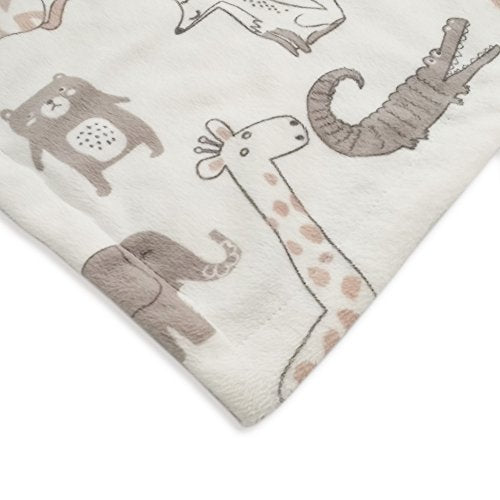  Baby Blanket Soft Minky With Double Layer Dotted Backing, Lovely Animals Printed 30 X 40 Inch Receiving Blanket