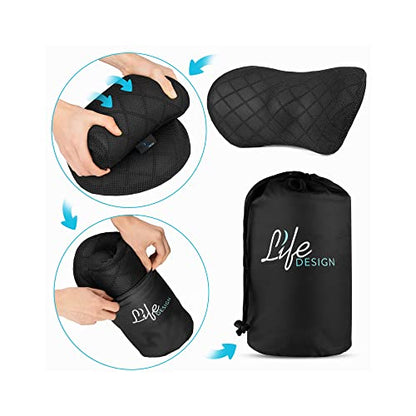  Life Design Lumbar Support Memory Foam Pillow – Lumbar Support Pillow For Office Chair – Lower Back Pain Relief – Great For Car Seat, Back Support, Computer Desk, Gaming Chair, Recliner Chair (Black)