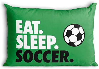  Eat. Sleep. Soccer. Pillowcase | Soccer Pillowcase Home Decor | Green