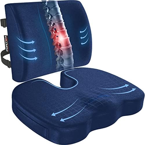  FORTEM Chair Cushion/Seat Cushion For Office, Lumbar Support For Chair, Car, Back Support Memory Foam Pillow Washable Cover (Black, Velour)