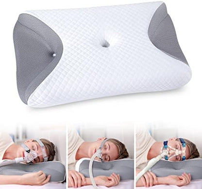  HOMCA CPAP Pillow, Memory Foam CPAP Pillow For Side Sleepers, Sleep Apnea Pillow For All CPAP Masks Users To Reduce Air Leaks & Masks Pressure, Cervical CPAP Pillow For Neck Pain Relief