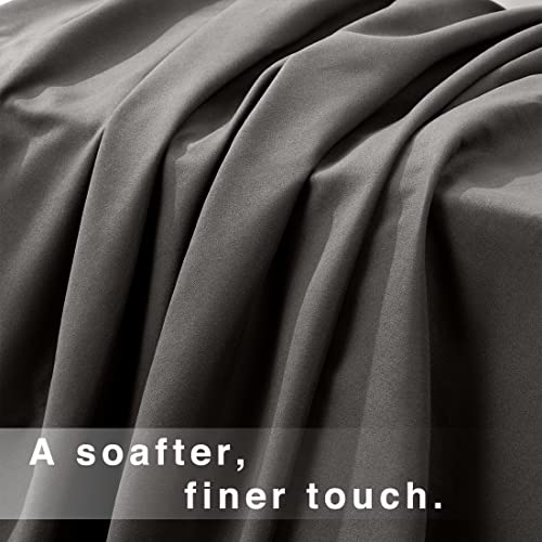 LBRO2M Bed Sheet Set Queen Size 16 Inches Deep Pocket 1800 Thread Count 100% Microfiber Sheet,Bedding Super Soft Comfortable, Cool Warm,4 Piece（Dark Grey）