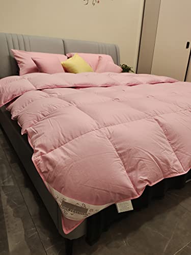  Natural Goose Down Feather Comforter Duvet,300TC Down Proof Cover, 650+ Fill Power,Soft Warm Brethable, Medium Warmth (Cal King Size, Pink)