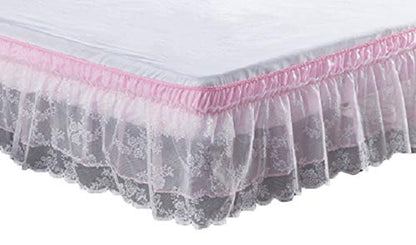 Wrap-Around Lace Bed Skirt Ruffled Bedskirt Dust Cover Ruffle Bed Sheet Case