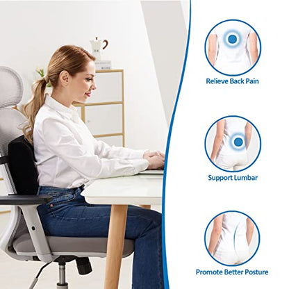  SAIREIDER Comfortable Lumbar Support Pillow For Office Chair, Memory Foam Back Support Pillows For Car、Gaming Chair、 Home Chair, Back Pain Relief Improve Posture, Double Adjustable Straps(Black)