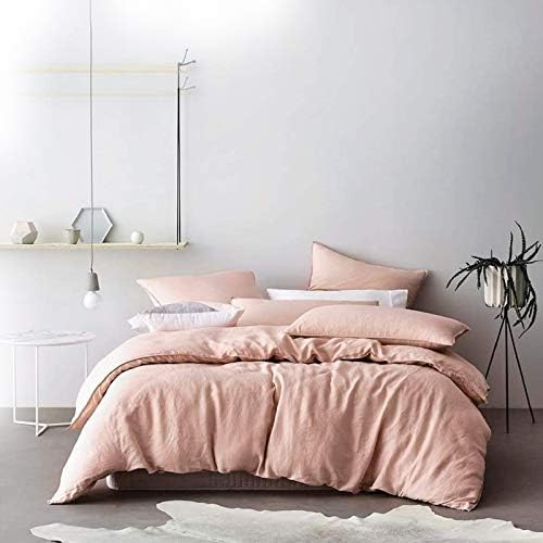  Washed Cotton Chambray Duvet Cover Solid Color Casual Modern Style Bedding Set Relaxed Soft Feel Natural Wrinkled Look (Queen, Charcoal)