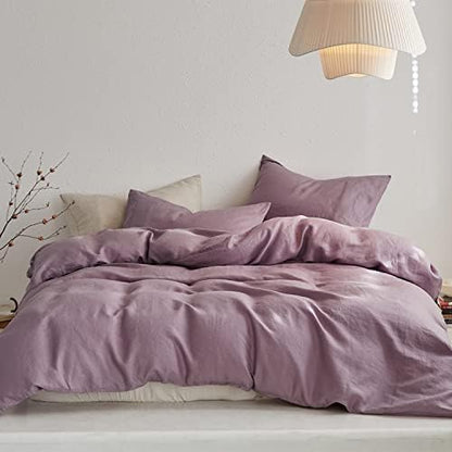 TOSMO Linen Duvet Cover Set, 100% French Flax Natural Linen Bedding 3pcs Set, Soft Breathablefor Hot Sleepers 1 Duvet Cover And 2 Pillowcases(Natural Linen, King)