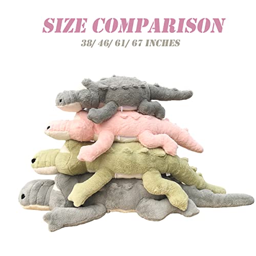  Hofun4U Crocodile Plush Pillow, Alligator Stuffed Animal, Giant Crocodile Plush Body Pillow Home Decor Xmas Valentine’s Birthday Gift For Boys Girls Adults Kids (Shade Green,67 Inch)