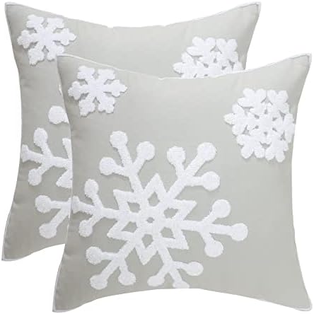  Tosleo Christmas Tree Throw Pillow Covers 16x16 Inch Pack Of 2 Christmas Decoration Forest Green Embroideried Throw Pillow Covers For Christmas Party Bed Sofa Cushion Car