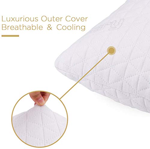  Tebery Shredded Memory Foam Travel Pillow With Bamboo Derived Viscose Rayon Cover Adjustable Compressible Camping Pillow With Stuff Sack Great For Backpacking, Airplane Or Car Travel - 14" X 19"