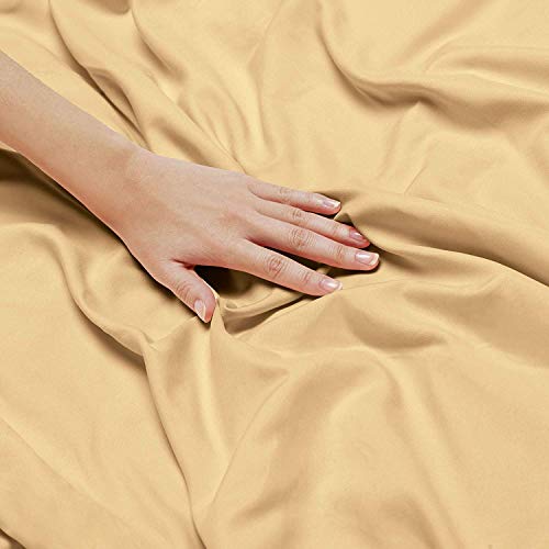  Premier 1800 Series 4pc Bed Sheet Set - Queen, Camel Gold, Hypoallergenic, Deep Pocket