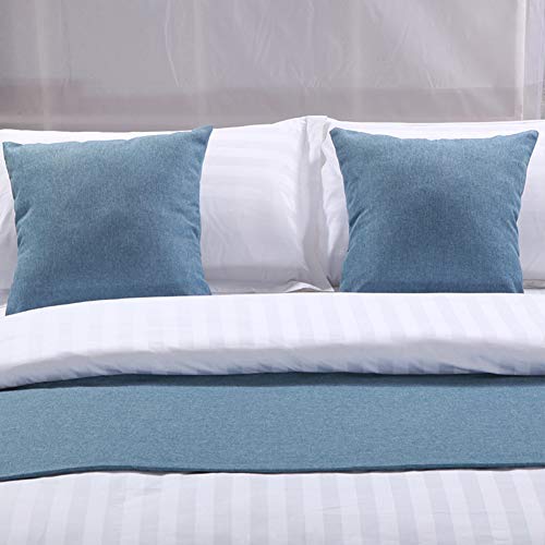  Twelve Solid Bed Scarf Light Blue Bed Runner Bedding Scarves For Bedroom Hotel Guesthouse (#26, 260x50cm For 200cm Bed)