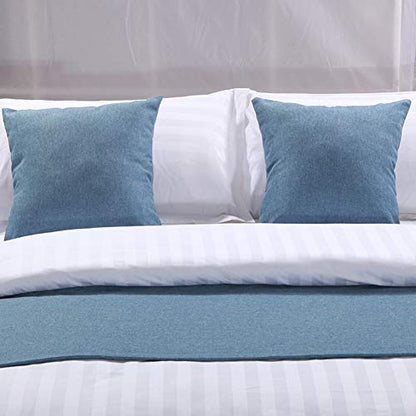  Twelve Solid Bed Scarf Light Blue Bed Runner Bedding Scarves For Bedroom Hotel Guesthouse (#26, 260x50cm For 200cm Bed)