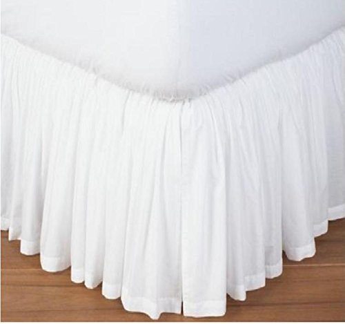  Stylish White Solid Egyptian Cotton Split Corner Gather Ruffle Bed Skirt 750 Thread Count Queen (60" X 80") Size 19 INCH Drop Length