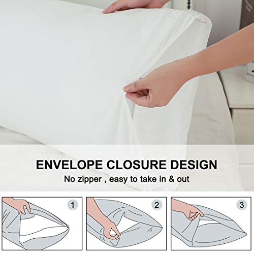  PiccoCasa 2 Packs Body Pillow Case, 110 GSM Brushed Microfiber Pillowcases No Zipper, Soft Full Body Pillow Covers For Long Pillows Body(20"x54") Snow White