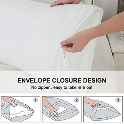  PiccoCasa 2 Packs Body Pillow Case, 110 GSM Brushed Microfiber Pillowcases No Zipper, Soft Full Body Pillow Covers For Long Pillows Body(20"x54") Snow White