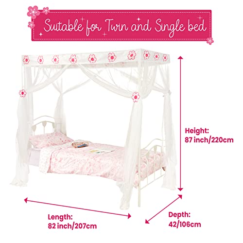  Wremedies For Easier Living Pink Princess Bed Canopy For Girls Mosquito Netting Bed Easy Installation Flower Bedroom Accessory Hanging Curtain Birthday Gift Single Bed Tent Pink + White