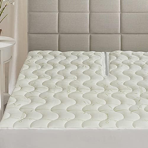  Waterproof Bamboo Jacquard Blend Fitted Topper, Top Split King Mattress Pad By Royal Hotel