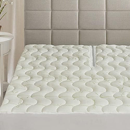  Waterproof Bamboo Jacquard Blend Fitted Topper, Top Split King Mattress Pad By Royal Hotel
