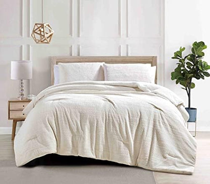  Lafayette Cobblestone Plush Sherpa Reversible 3 PC Heavyweight Comforter Set, Ultra Soft & Cozy, Full/Queen 86"X86"