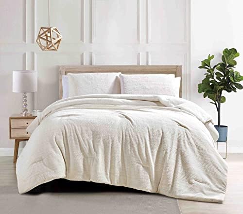  Lafayette Cobblestone Plush Sherpa Reversible 3 PC Heavyweight Comforter Set, Ultra Soft & Cozy, Full/Queen 86"X86"