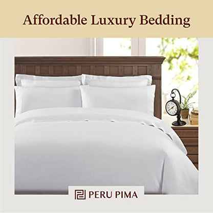  415 Thread Count Percale Duvet Cover Set - 100% Peruvian Pima Cotton - Premium And Breathable With Hidden Zip Closure - White Solid Color - Twin/Twin XL Size, 2 Piece Duvet Cover Set