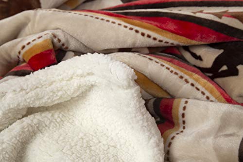  NC Wrangler Running Horse Country Sherpa Fleece Throw Blanket, Brown, One Size
