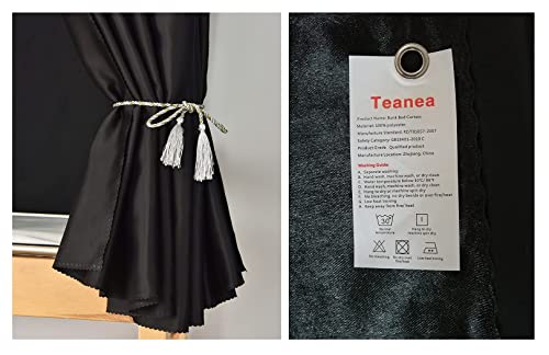  Full Size Bottom Bunk Bed Blackout Curtains For Full For Men Women Teen Boys, Black, 2 Panels