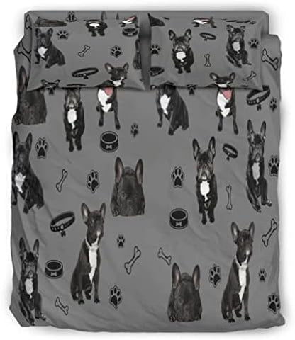  Four Piece Bed Set French Bulldog Microfiber Bed Sheet Set Four Piece Flat Sheet Wrinkle Resistant 4 Piece Bed Linens Comfort And Softness Including 1 Bed Sheet 1 Duvet Cover And Multicolor Full