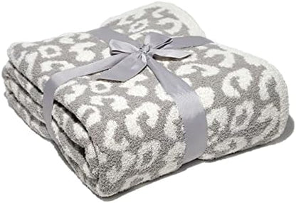 GENERIC Luxury Wild Leopard Throw Blanket - Super Soft Cozy Cable Knitted Throw Blanket, Plush Polyester Blanket, Reversible Chic Blankets, Sweet Dreams Design For Bed, Sofa, Chair, Couch, Travel (Beige)