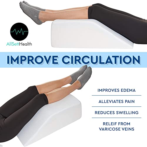  Leg Elevation Pillow - Leg Pillows For Sleeping - Cooling Gel Memory Foam Top, High-Density Leg Rest Elevating Foam Wedge | Relieves And Recovers Foot And Ankle Injury, Leg, Hip And Knee Pain