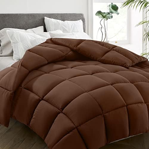  All Season Queen Size Bed Comforter - Cooling Down Alternative Quilted Duvet Insert With Corner Tabs - Winter Warm - Machine Washable - Dark Grey