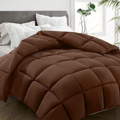  All Season Queen Size Bed Comforter - Cooling Down Alternative Quilted Duvet Insert With Corner Tabs - Winter Warm - Machine Washable - Dark Grey